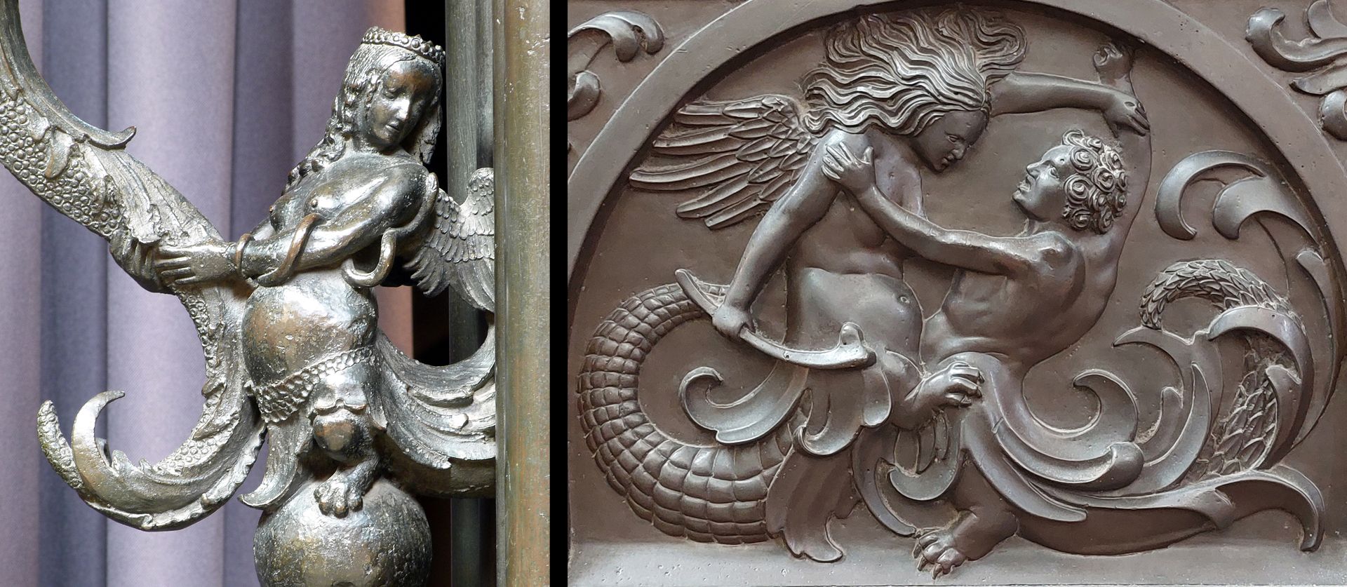 Graveslab of Godert Wigerinck Coat of arms of the Image comparison: on the left, mythical creature as a candlestick on the tomb of Sebaldus (1508 - 1519)