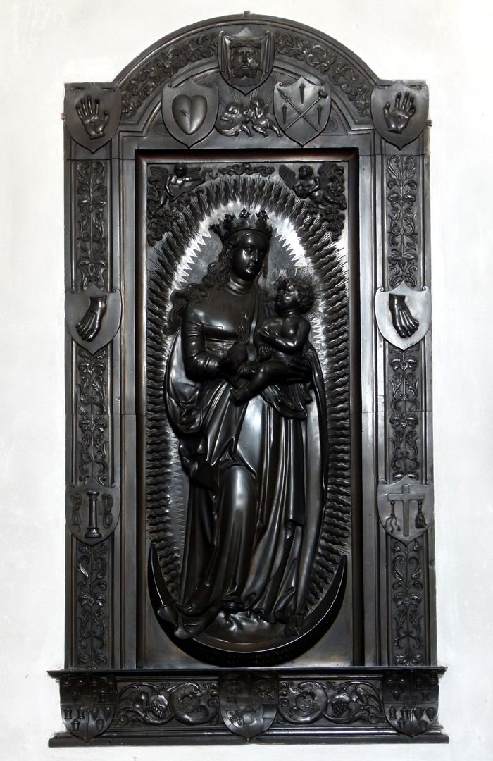 Memorial of Albrecht of Brandenburg: Mary standing on a crescent moon Mary on the crescent moon