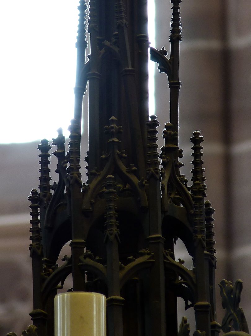 Bronze chandelier Upper part of the pinnacle decoration with buttresses