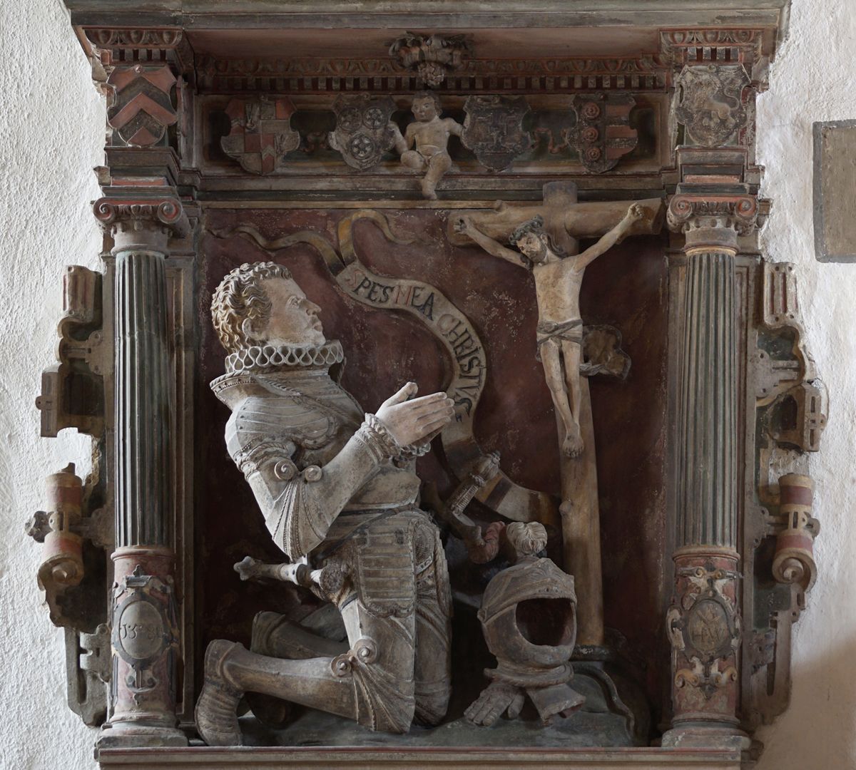Epitaph des Wolf Christoph von Steinau Kniender Stifter vor Kruzifix
