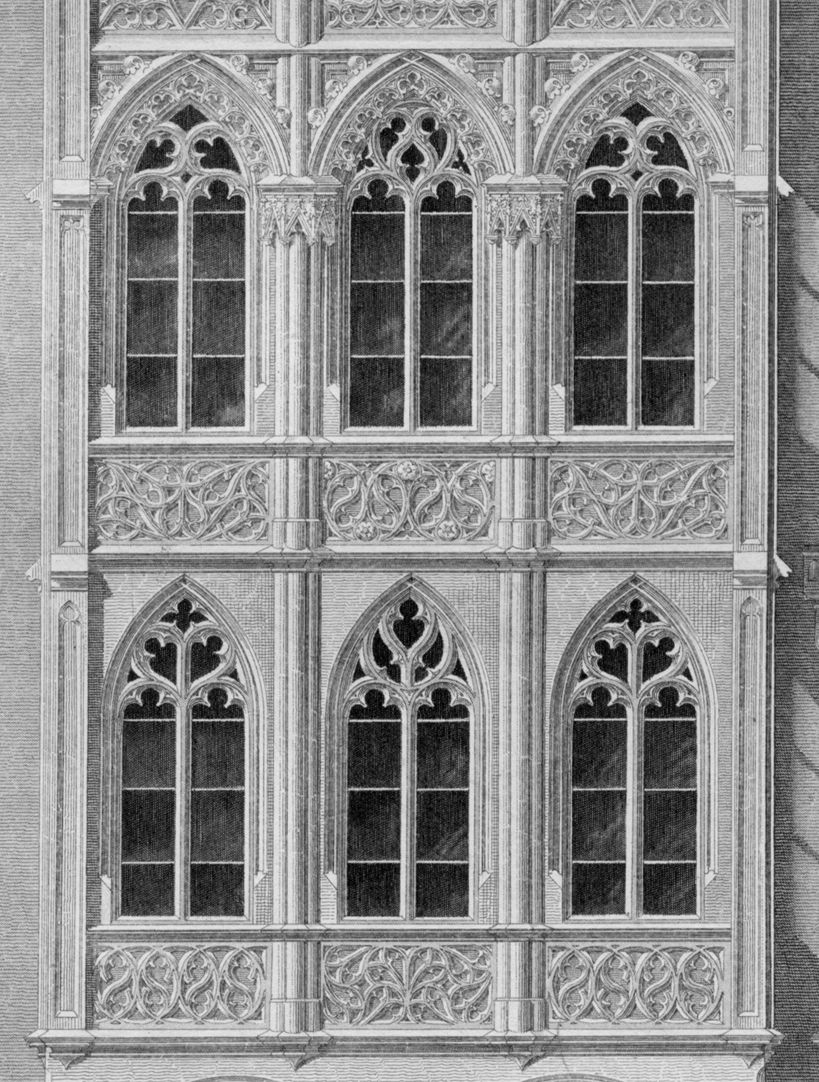 Ornamentation in the Middle Ages Wiß House in Nuremberg, formerly Hauptmarkt 26 (1854). The house shows Heideloff´s inconsistencies. This architecture does not really follow the tradition of medieval civic houses. Besides it mixes sacral and secular architecture of the Gothic period.