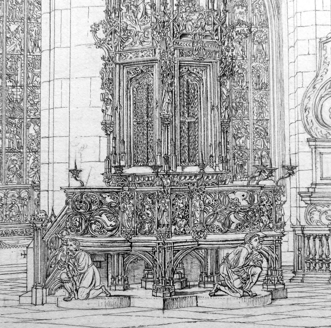 Tabernacle at St. Lorenz Church Gallery with parapet and supporting figures