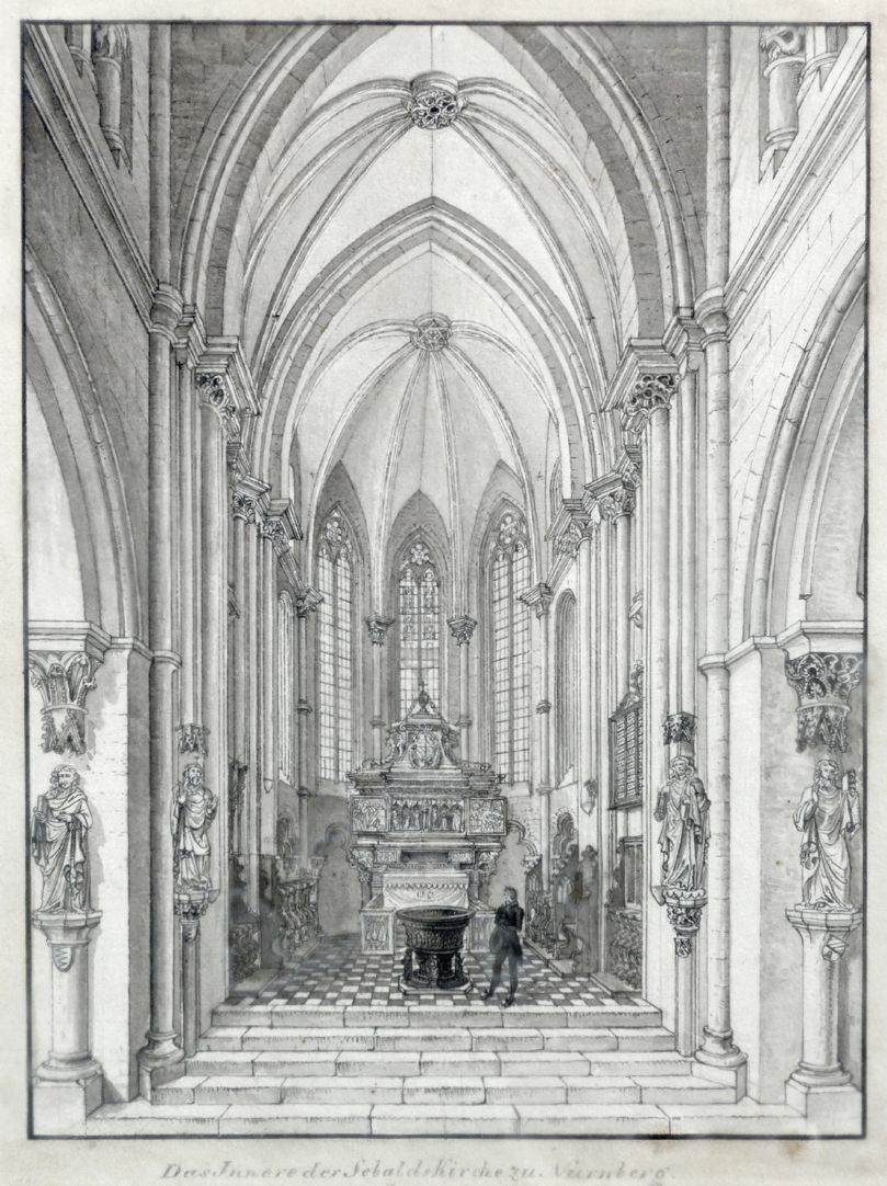 Interior of St. Sebaldus Church in Nuremberg, west choir Total view