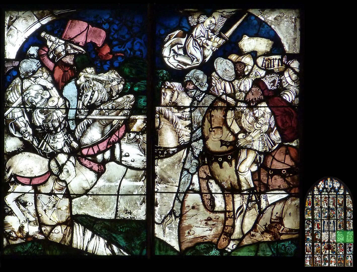 Imperial window Battle of Emperor Charlemagne against the Huns at Regensburg