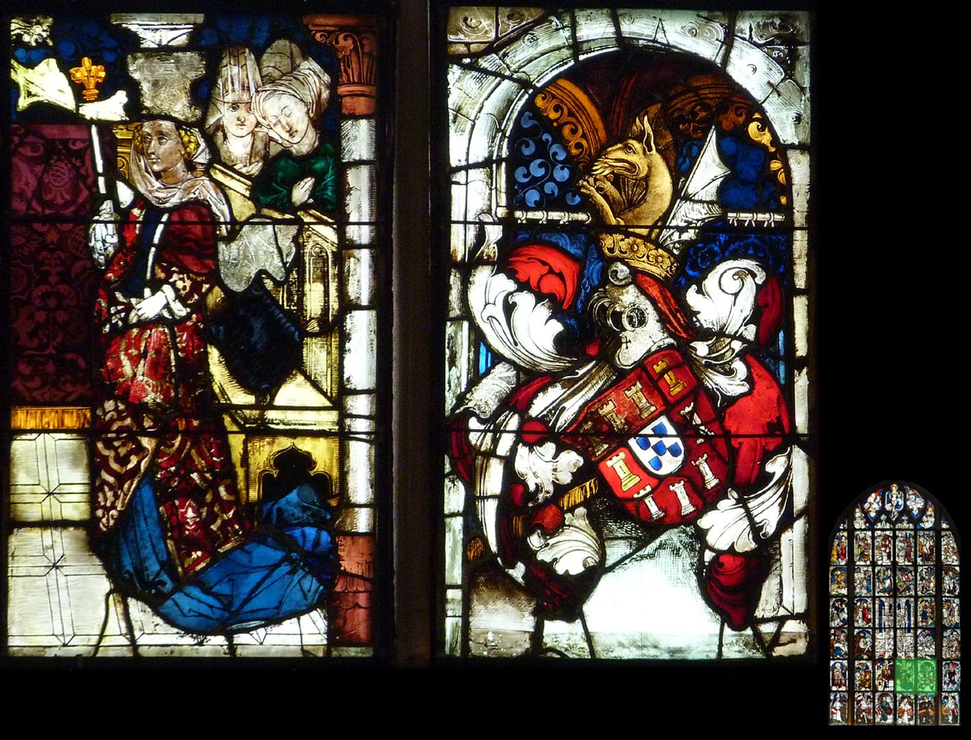 Imperial window Empress Eleonore of Portugal with coat of arms of Portugal