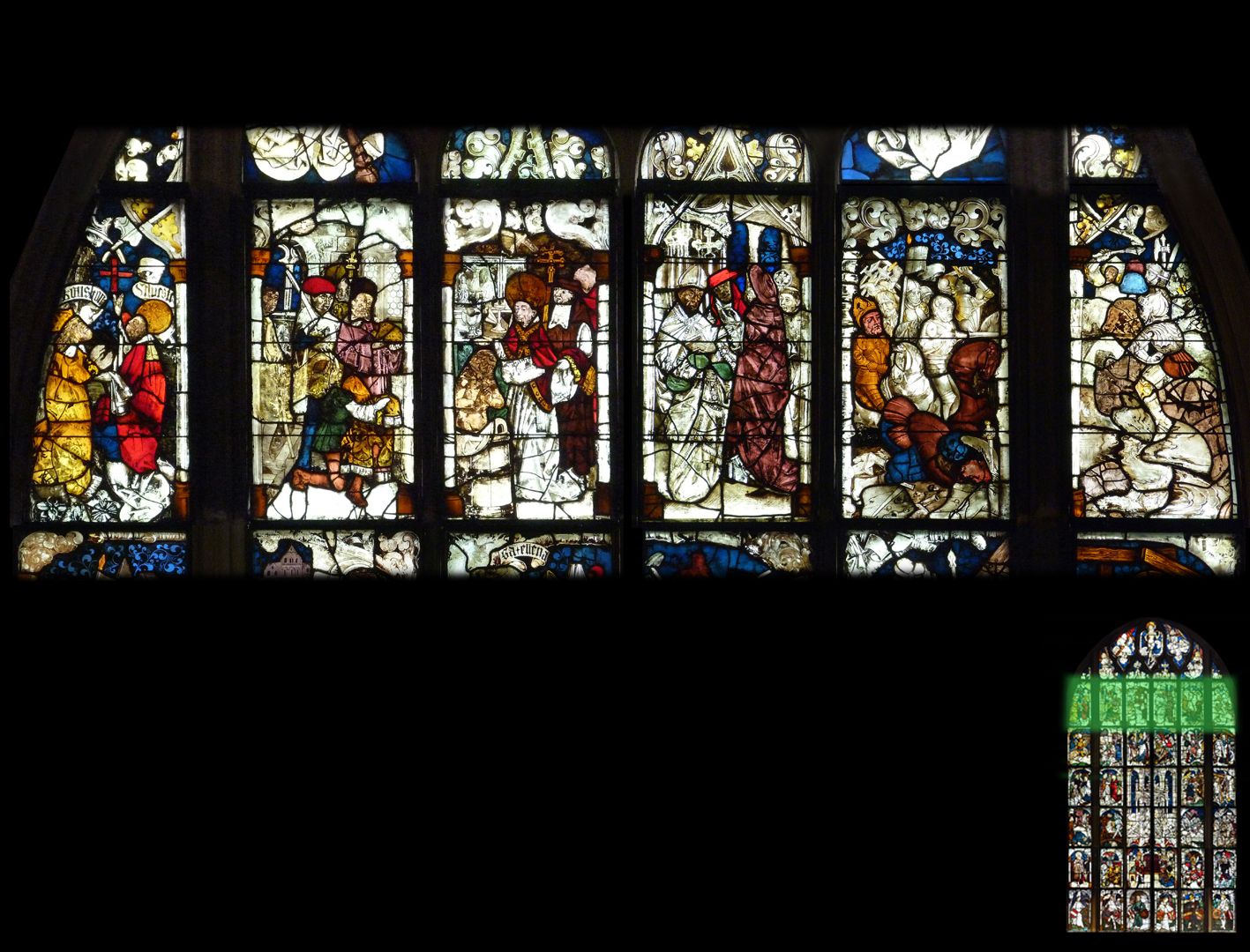 Imperial window 6th line: Depiction of the Silvester-Constantine legend.