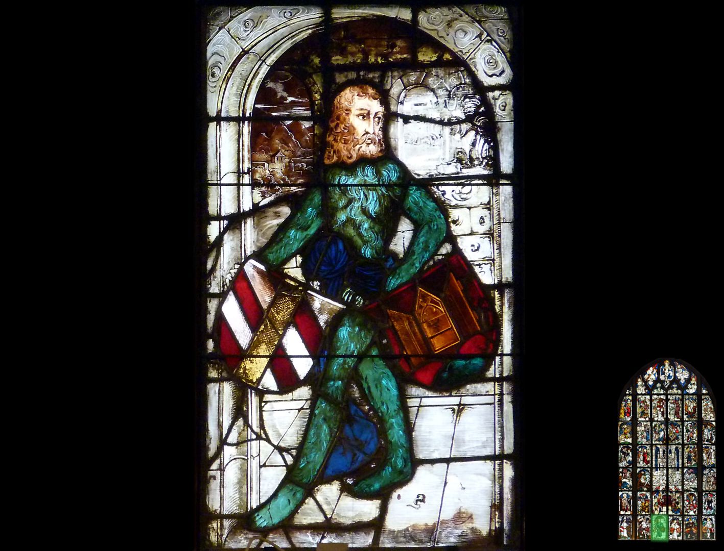 Imperial window Wild man with two coats of arms