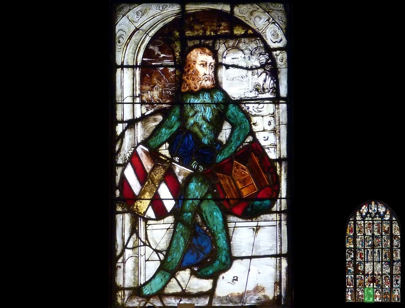 Imperial window Wild Man with the Coats of Arms of the Margraviate of Burgau and the Lordship of Portenau