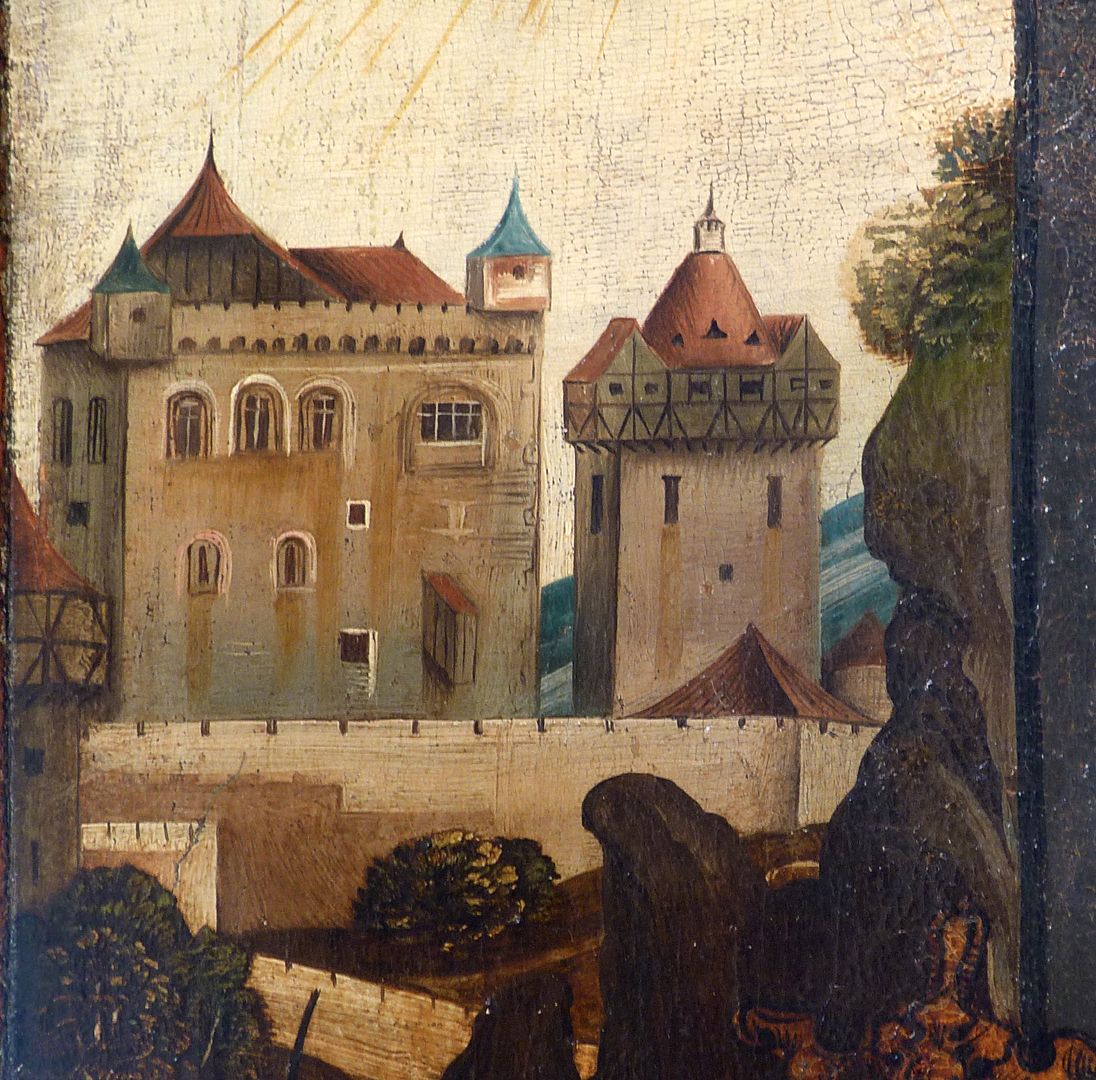 Ranking Table and Annunciation Angel Outer side, upper third left, view of the castle